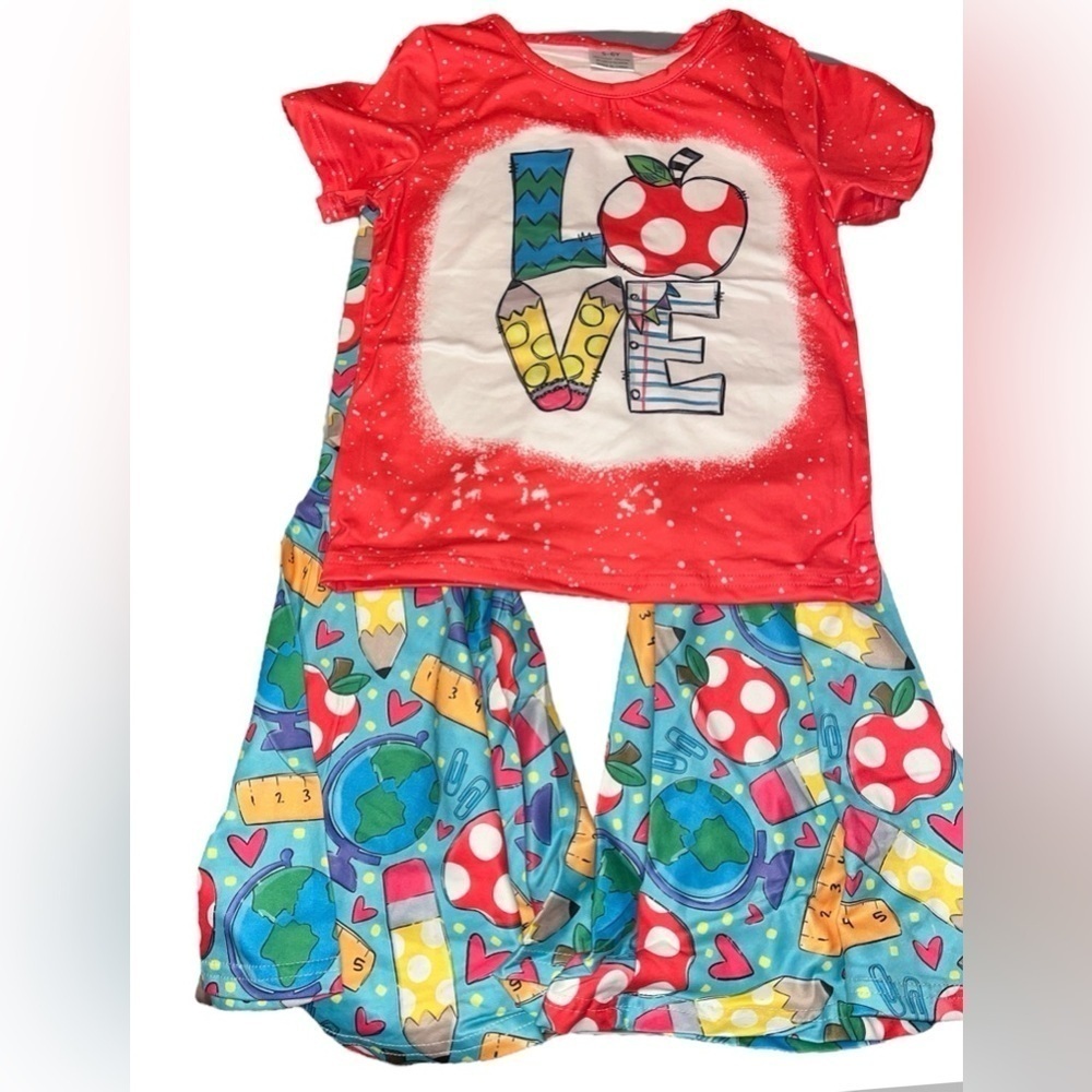 Back to school 2 Pcs Pant Suit, I LOVE SCHOOL outfit